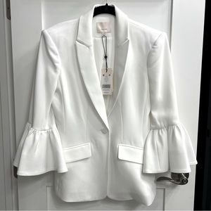🩷 Cinq a Sept White Ruffle Sleeve Blazer Size 4